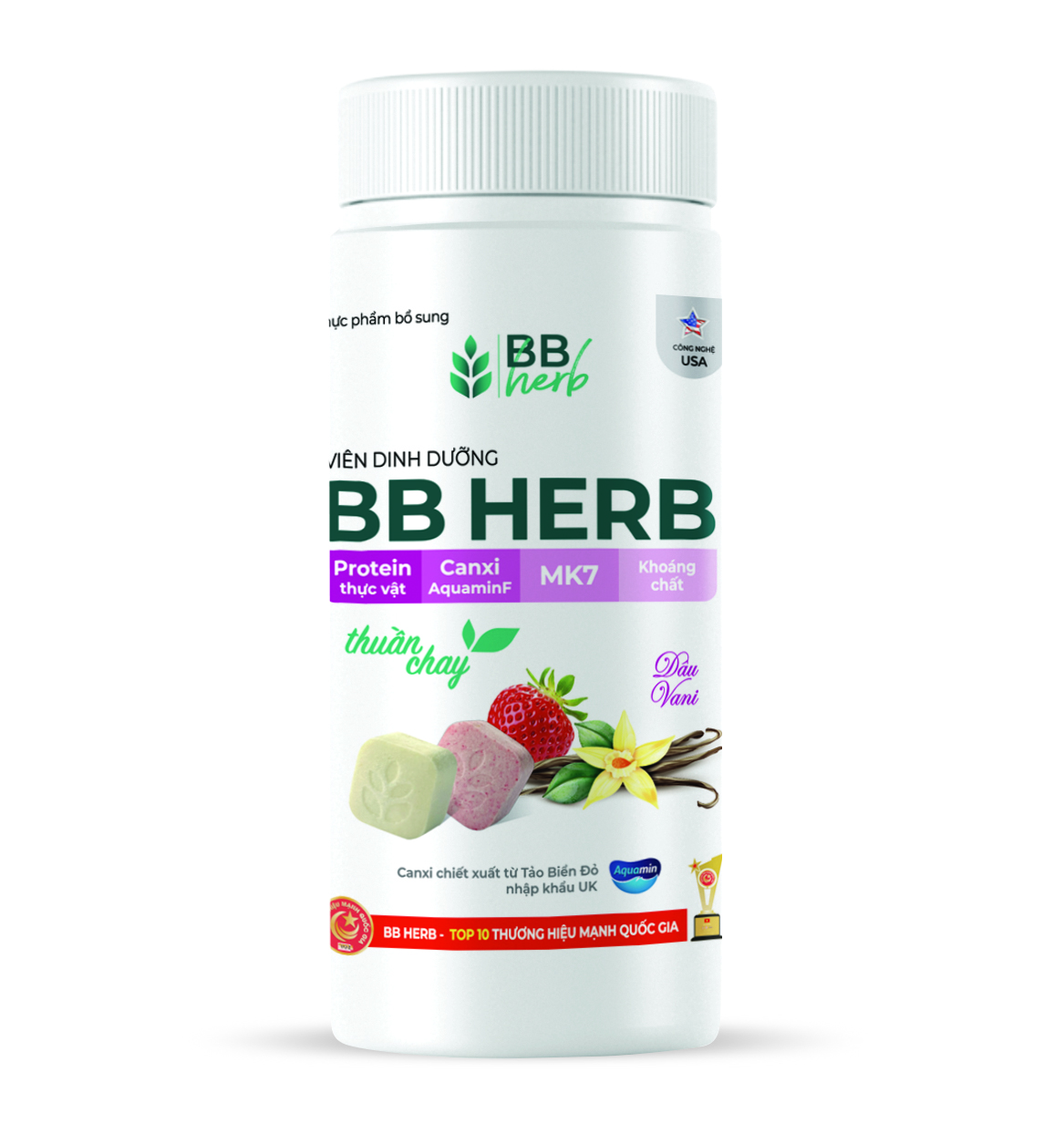 Viên sữa ăn liền BB HERB vị Dâu - Vani